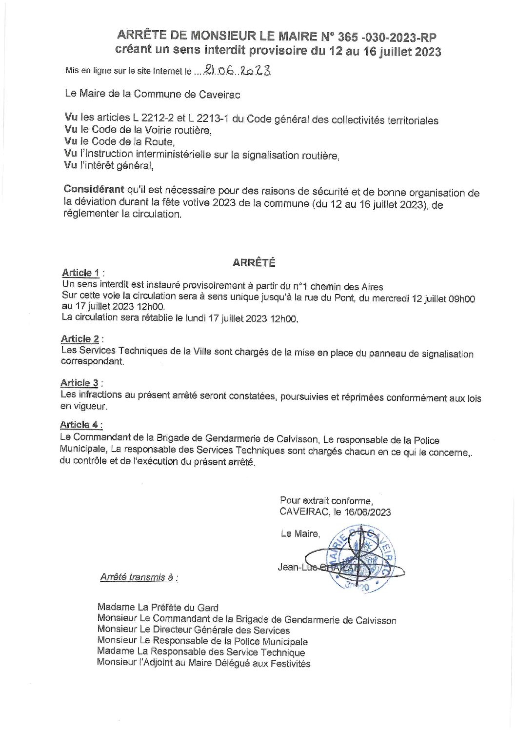 Aperçu du fichier Arrêté N° 365-030-2023- RPcréant un sens interdit provisoire 