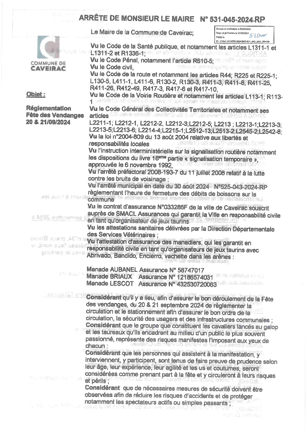 Aperçu du fichier Arrêté N° 531-045-2024-RP Fête des vendanges 
