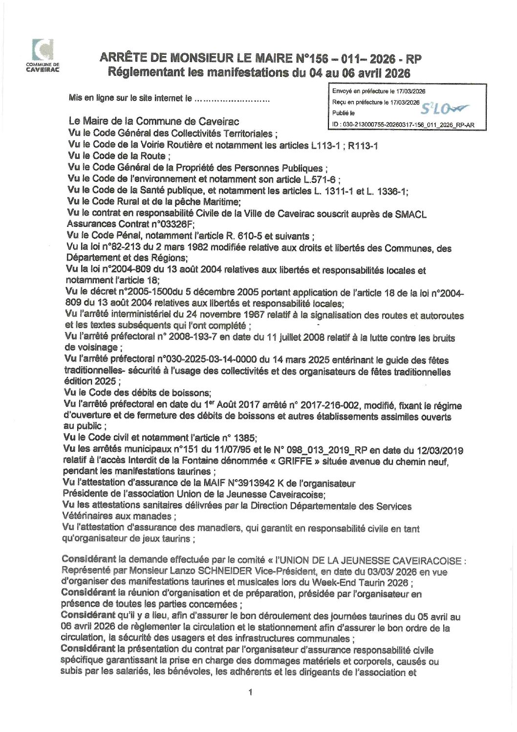 Aperçu du fichier Arrete Règlementant Week-End Taurin Pref 