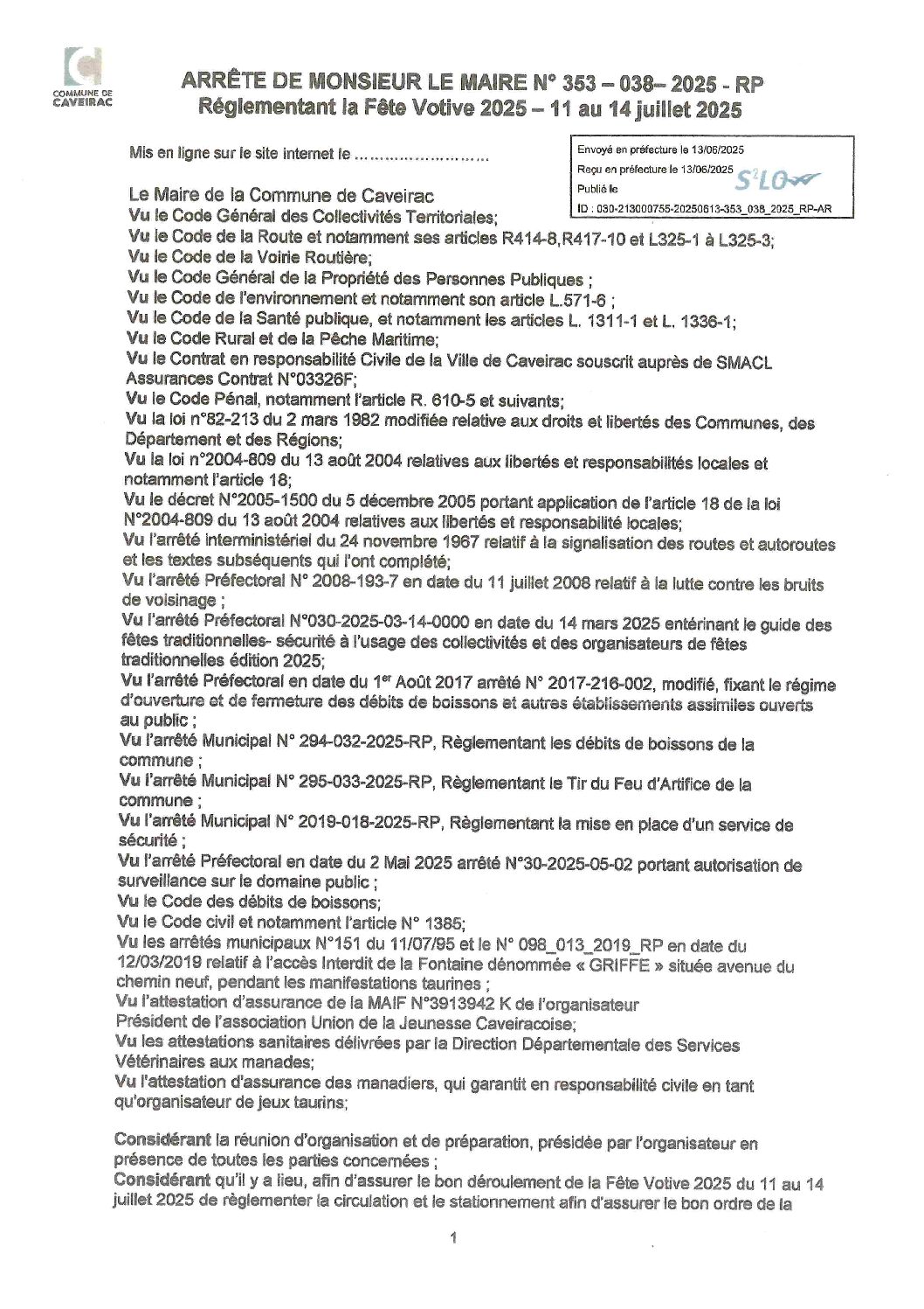 Aperçu du fichier Arrêté Règlementation Fête 