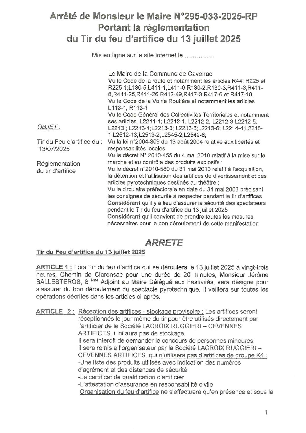 Aperçu du fichier Arrêté règlementation TIR DU FEU D’ARTIFICE 