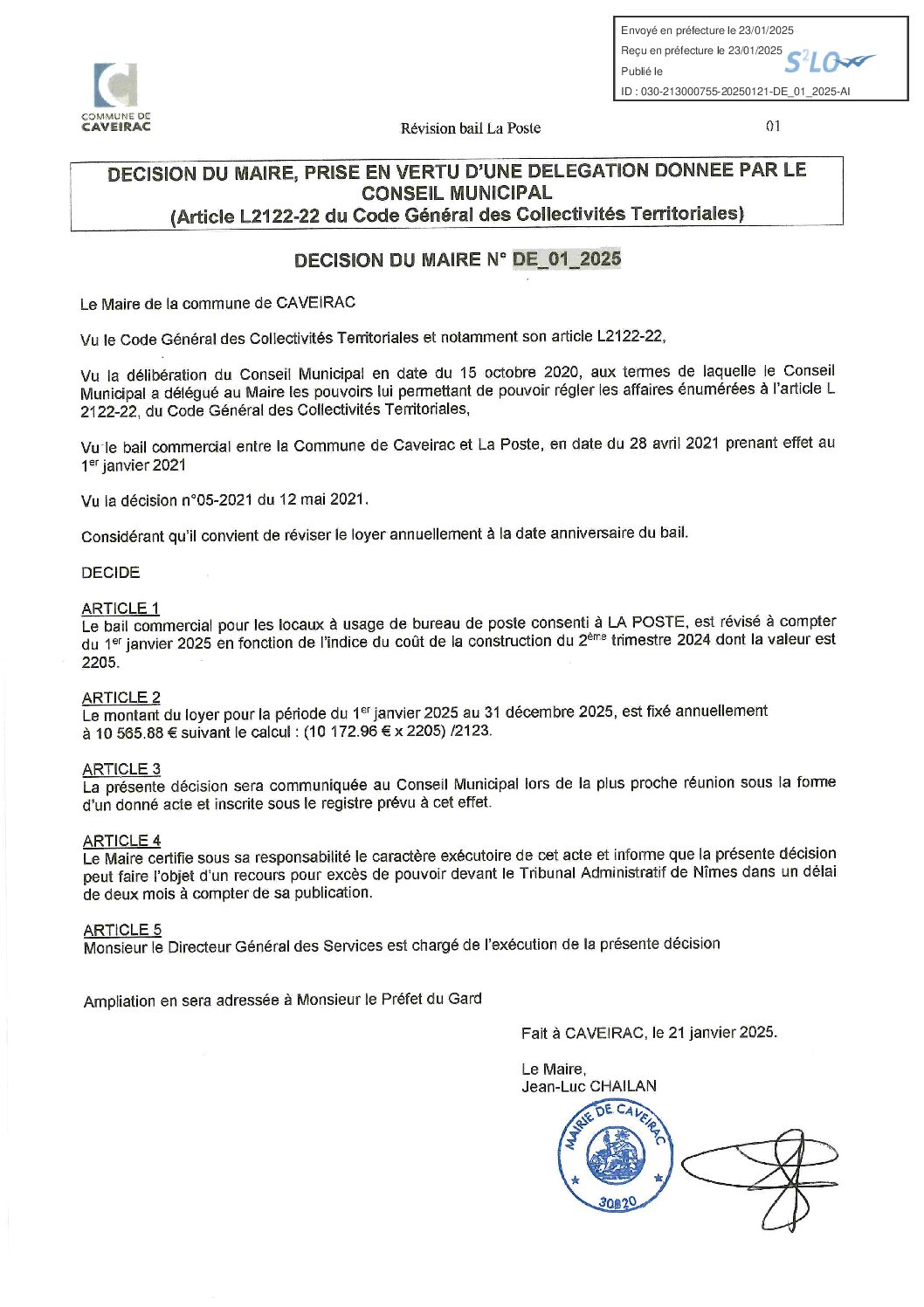 Aperçu du fichier D 01 2025 Révision bail La Poste 