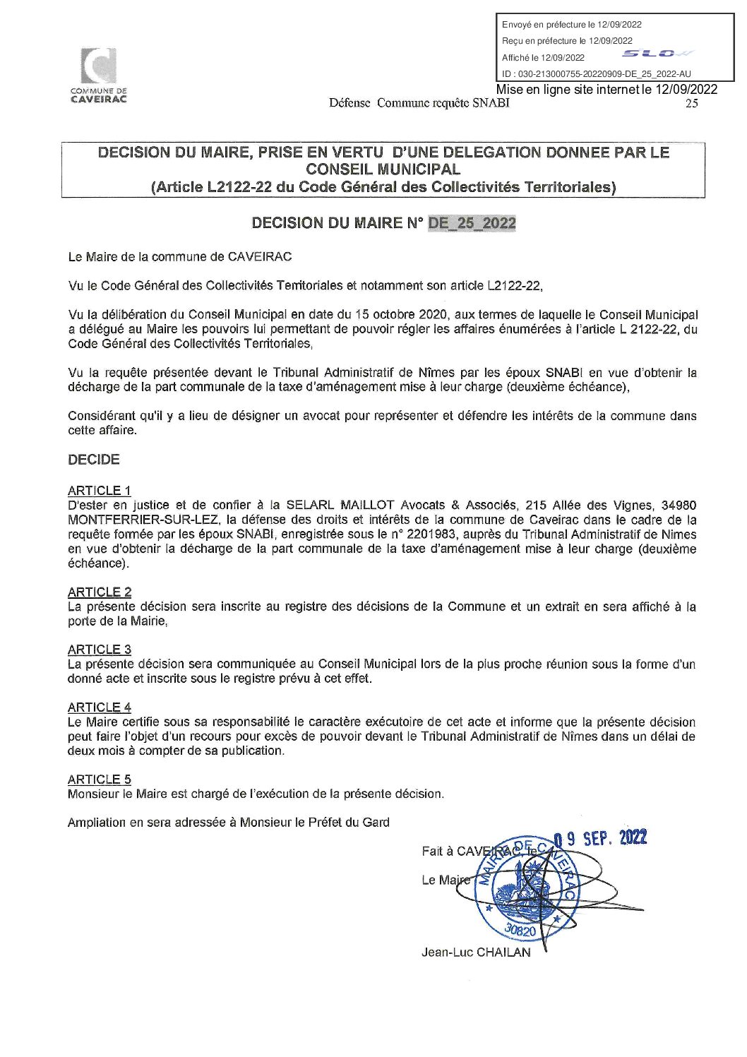 Aperçu du fichier DECISION DE_25_2022 Défense Commune MAILLOT Affaire SNABI 