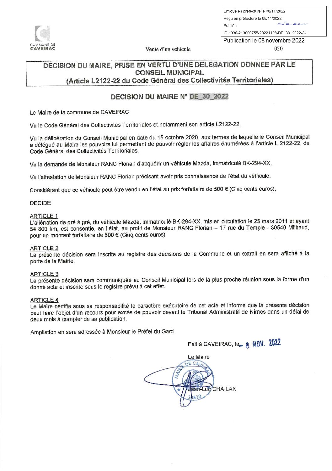 Aperçu du fichier DECISION DE_30_2022 Vente d’un véhicule 