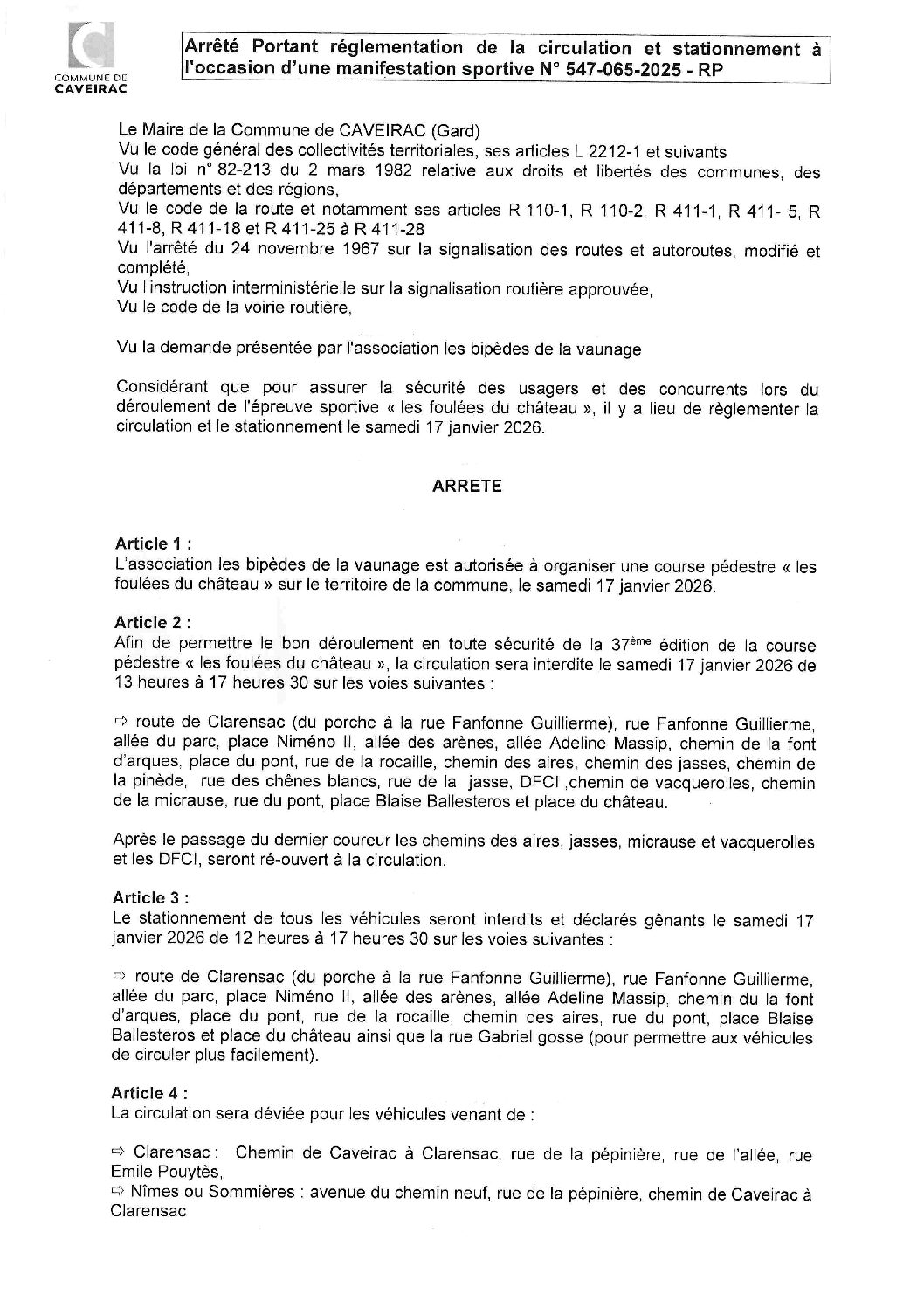 Aperçu du fichier Les bipèdes de la vaunage – circulation et stationnement foulées du château 17 janvier 2026 