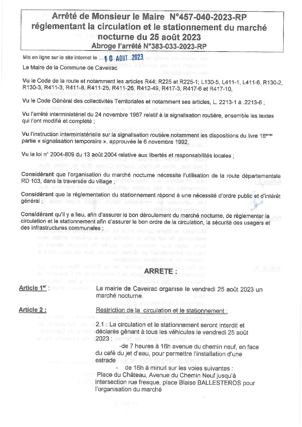 Aperçu du fichier Arrêté Marché Nocturne N° 457-040-2023-RP 